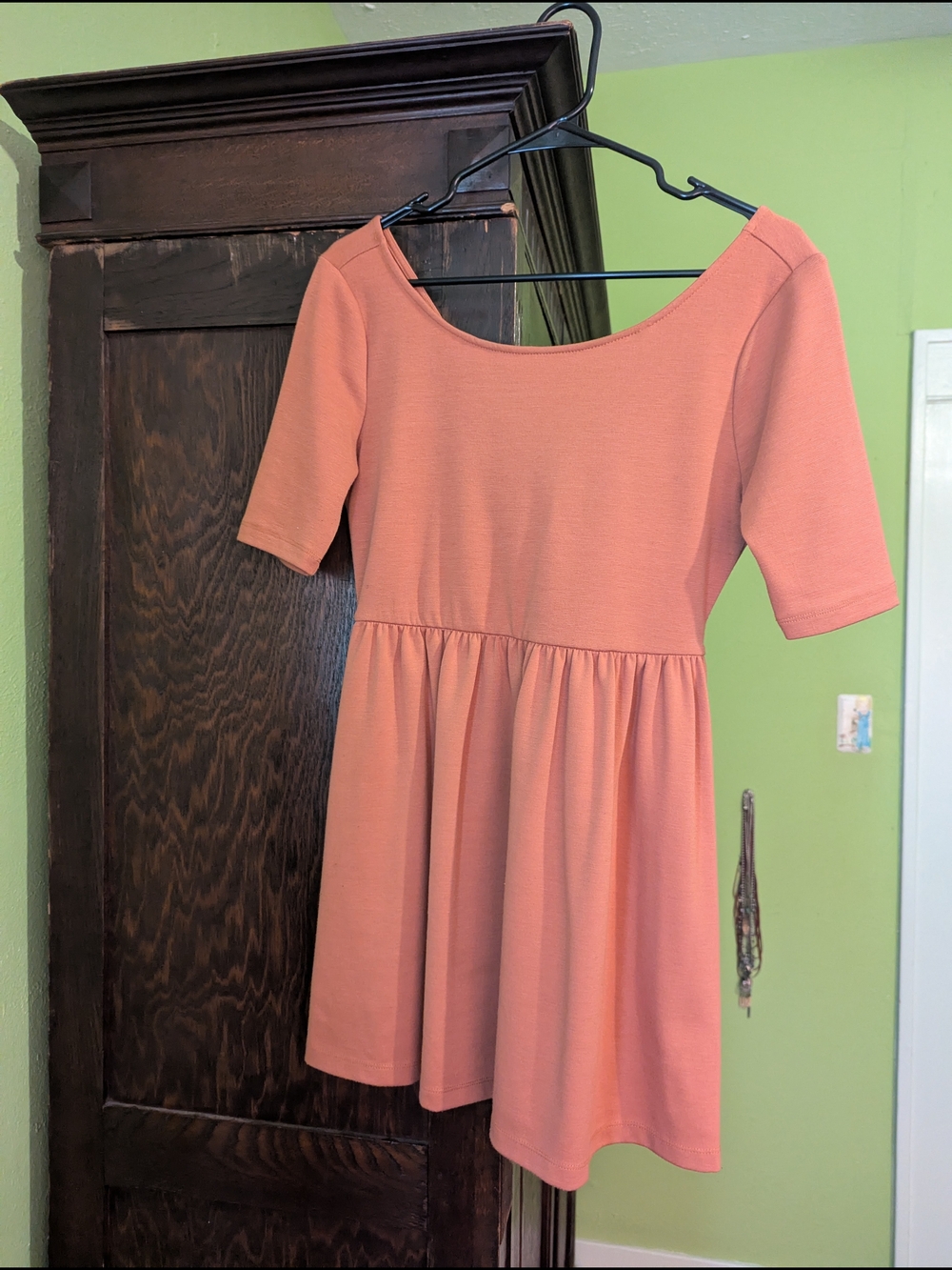 Orange Short Sleeve Skater Dress